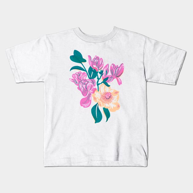 Magnolias Kids T-Shirt by JordanKay